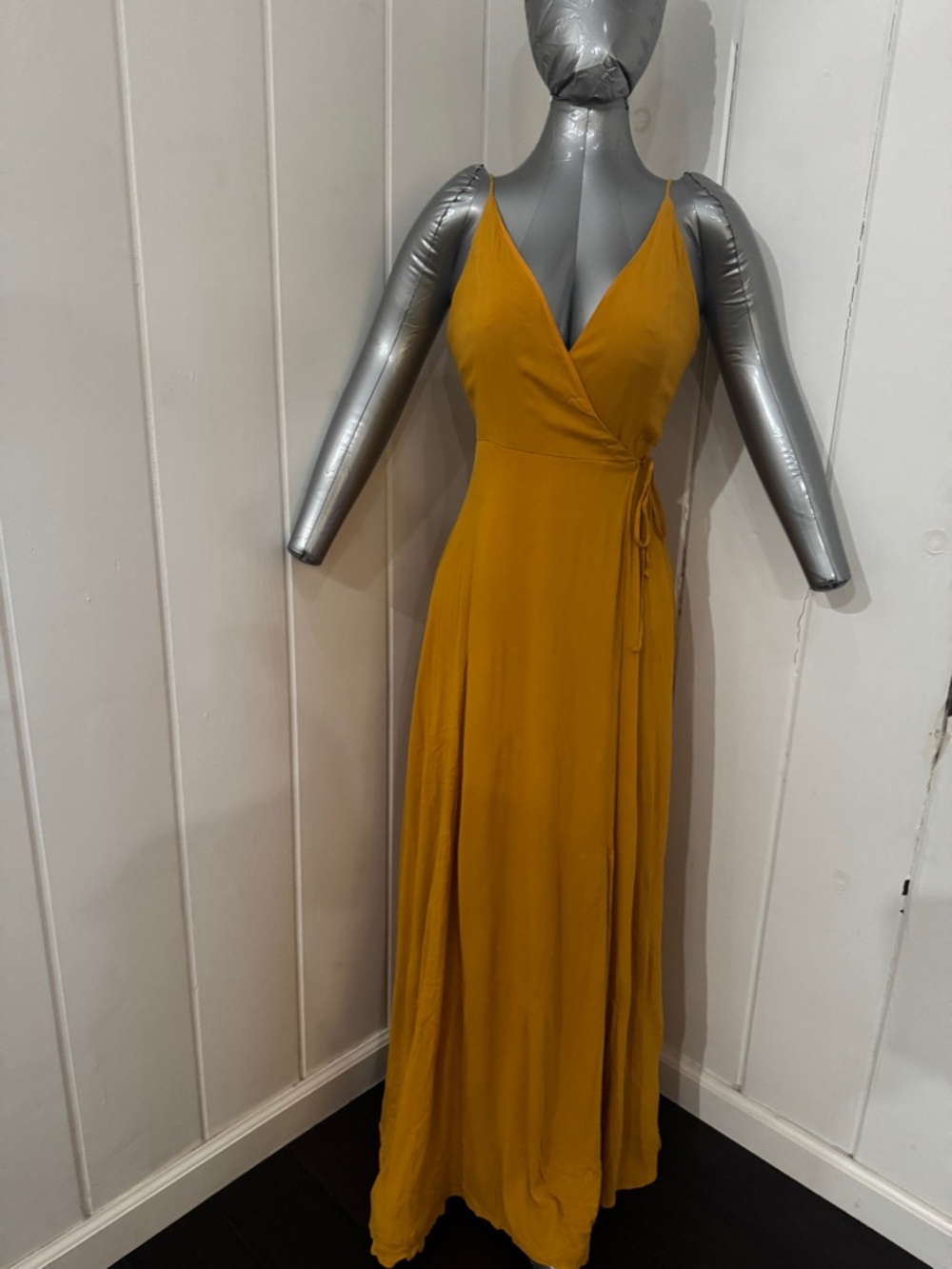 Forever 21 Mustard Wrap Maxi Dress with Slim Straps